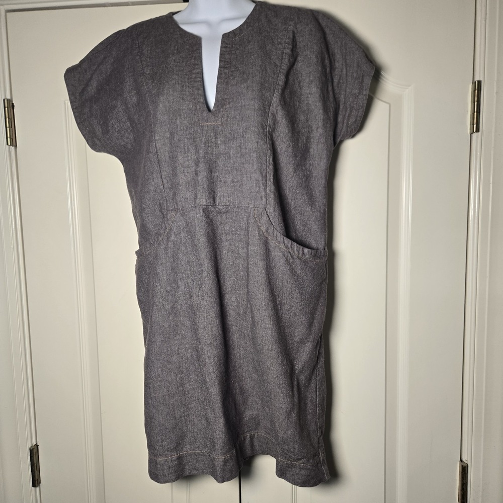 Uncle Frank Dress Cotton Linen Blend Size Medium Gray Knee Length USA EUC
